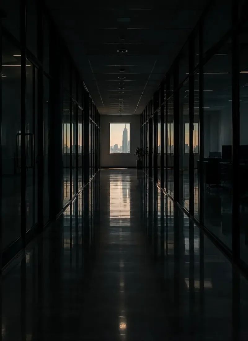 窗边的楼层（The Window Floor）主视觉，一栋写字楼的第十九层，从来没有灯亮过。