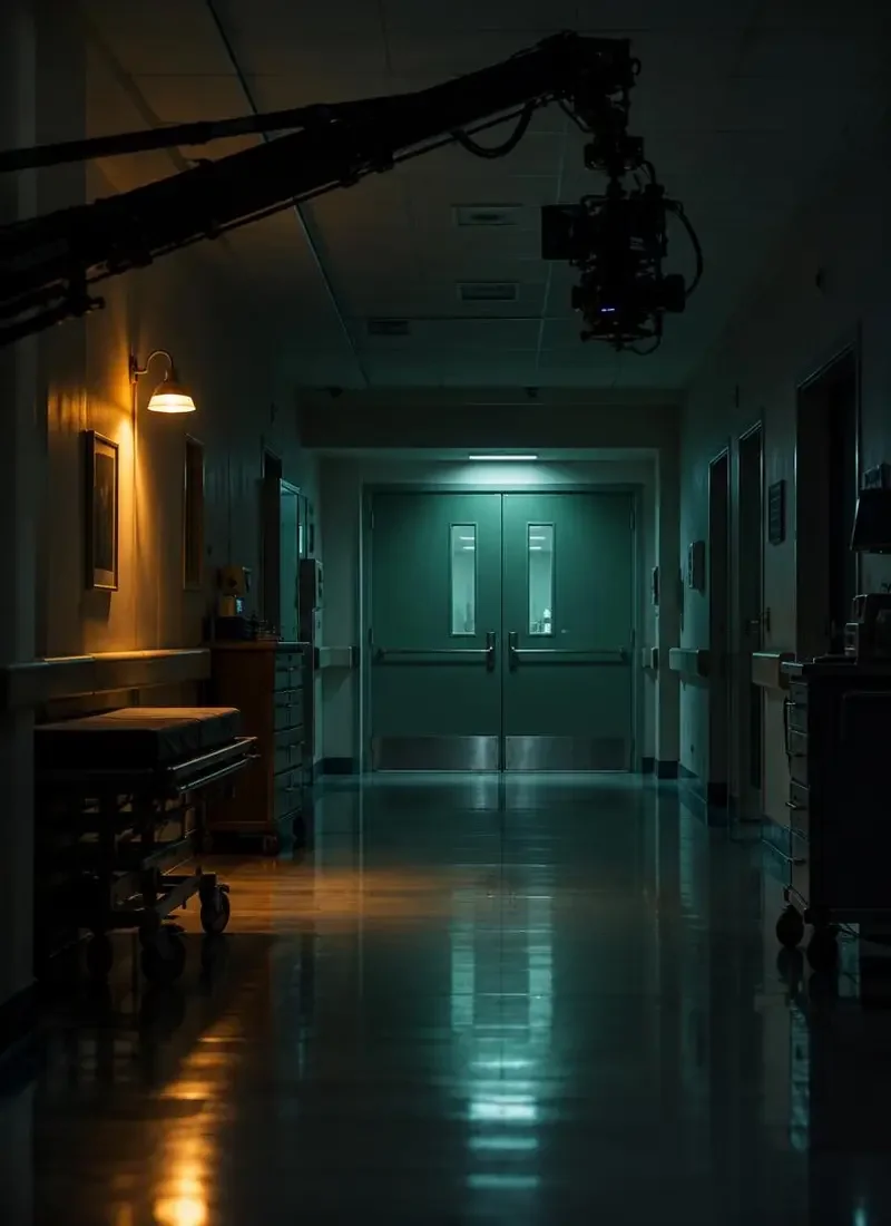 长夜班（The Night Shift）主视觉，一个急诊夜班，十二个人，一台不停机的摇臂。